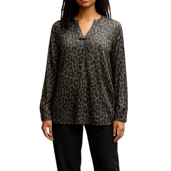 Halston Animal Print Blouse - Picture 1 of 8
